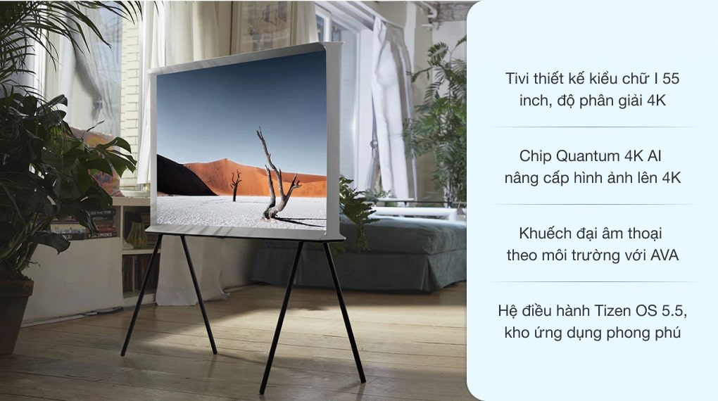 Smart Tivi The Serif QLED Samsung QA55LS01T 55 inch 4K - Kiểu Chữ Có Chân 