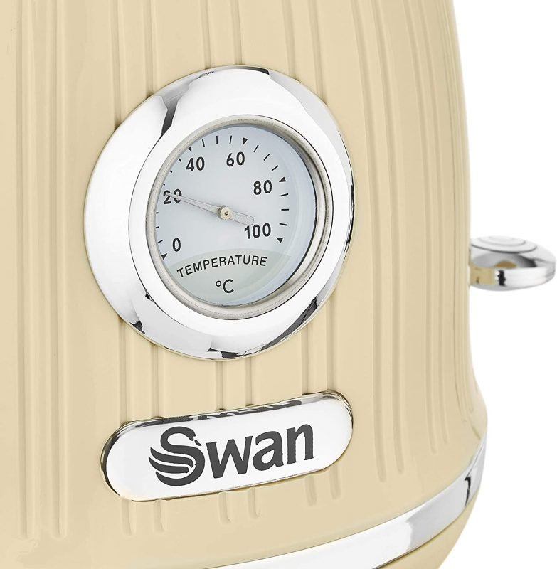 Ấm siêu tốc có đồng hồ đo nhiệt độ Swan Retro SK31040CN màu vàng 3