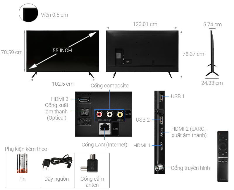 Smart Tivi QLED Samsung QA55Q60T 55 inch 4K 7