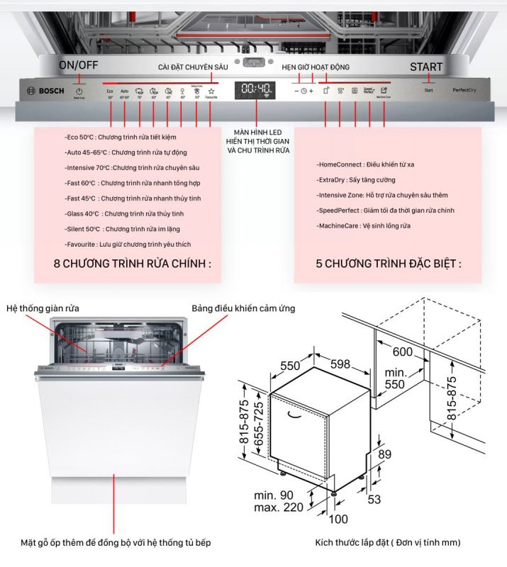 Máy rửa bát âm tủ BOSCH SMV6ZDX49E |Serie 6 7
