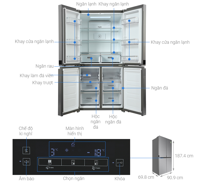 Tủ lạnh Whirlpool WFQ590NSSV 4 CỬA BẠC 594L CONVERTI 1.0 2