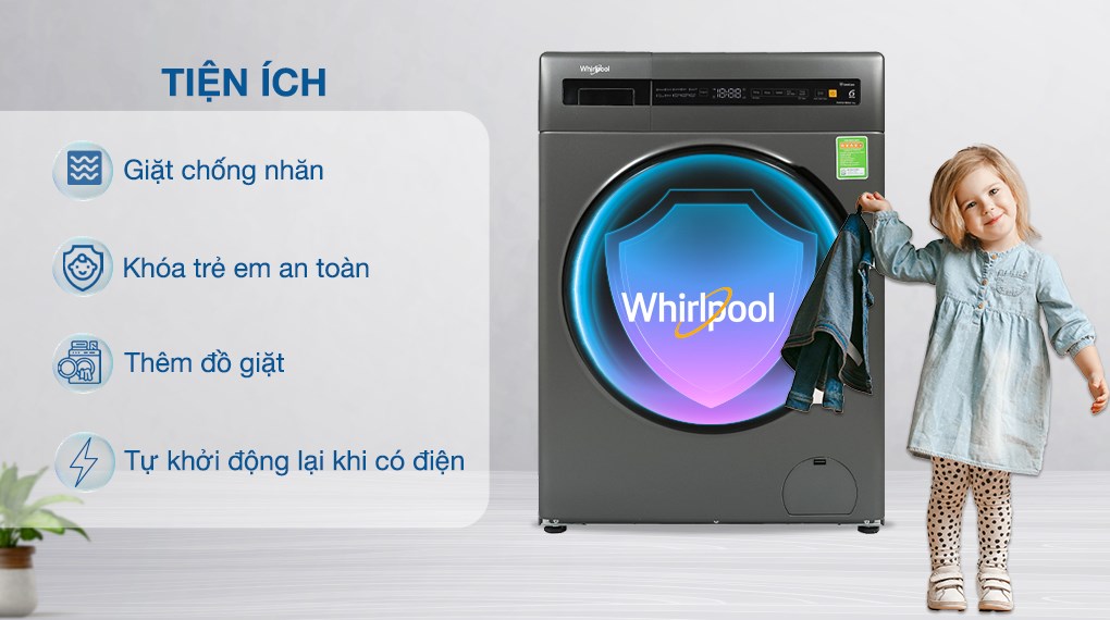 Máy giặt lồng ngang Whirlpool FWEB8002FG SANICARE 8KG XÁM 2