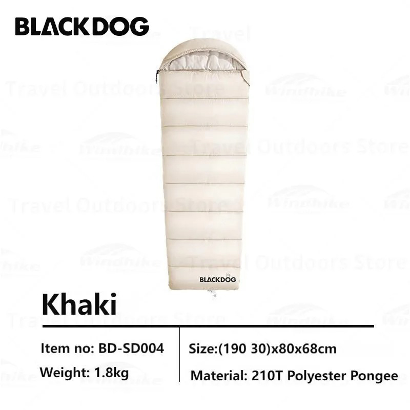 Túi ngủ đơn cắm trại BLACKDOG BD-SD004 T180 1.8kg khaki Left zipper