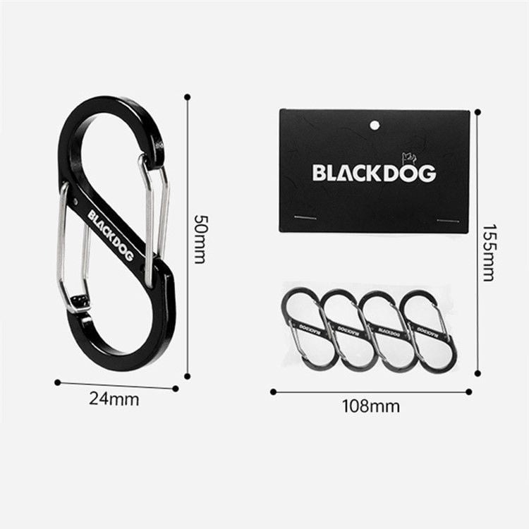 Bộ 4 Móc Carabiner Chữ S BLACKDOG BD-ZPPJ003 Black (4pcs)